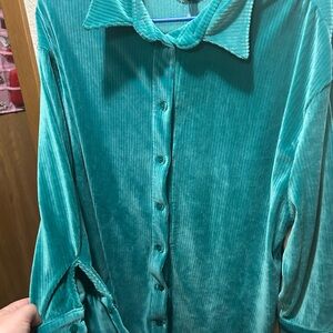 Teal Button Down Shirt for Women